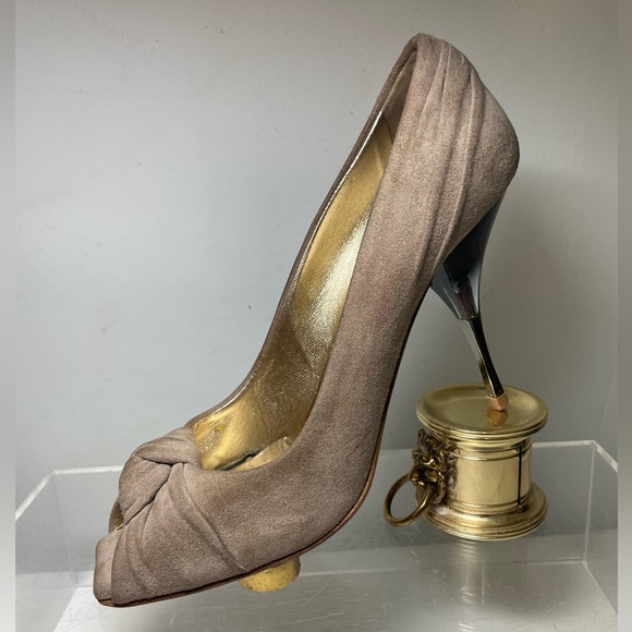 PRADA suede peep pumps beige sz 40 US 9 made in italy main image 4